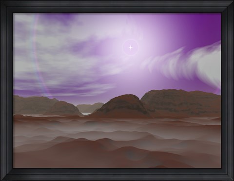 Framed Artist&#39;s concept of the Atmosphere on Pluto Print