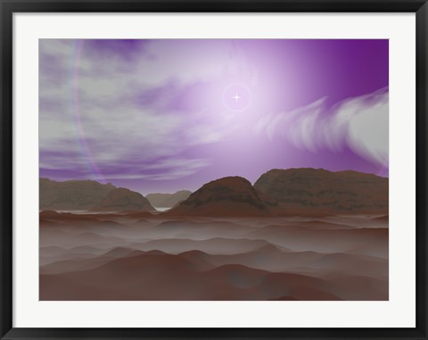 Framed Artist&#39;s concept of the Atmosphere on Pluto Print