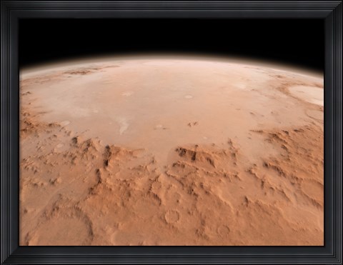 Framed Illustration of the Argyre Impact Basin in the Southern Highlands of Mars Print