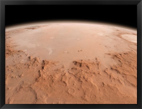 Framed Illustration of the Argyre Impact Basin in the Southern Highlands of Mars Print