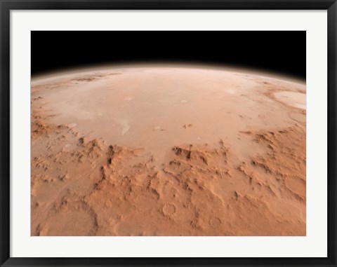 Framed Illustration of the Argyre Impact Basin in the Southern Highlands of Mars Print