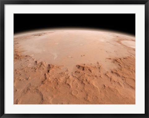 Framed Illustration of the Argyre Impact Basin in the Southern Highlands of Mars Print