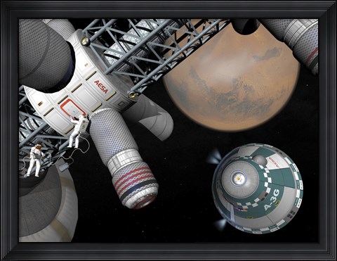 Framed Artist&#39;s Concept of a Future Space Exploration Mission Print
