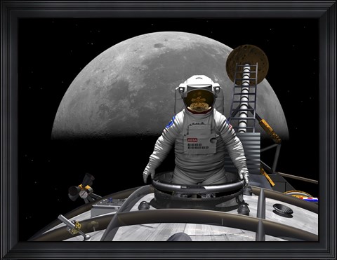 Framed Astronaut Takes a Last look at Earth before Entering Orbit Around the Moon Print