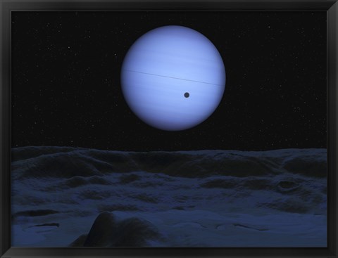 Framed Artist&#39;s concept of Neptune as seen from its largest moon Triton Print