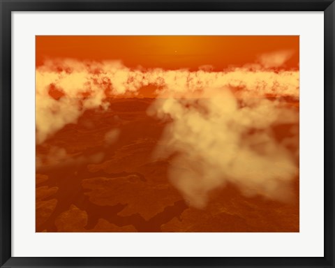 Framed Artist&#39;s concept of Methane Clouds over Titan&#39;s South Pole Print