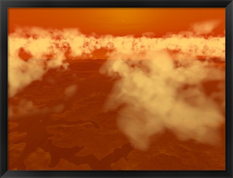 Framed Artist&#39;s concept of Methane Clouds over Titan&#39;s South Pole Print