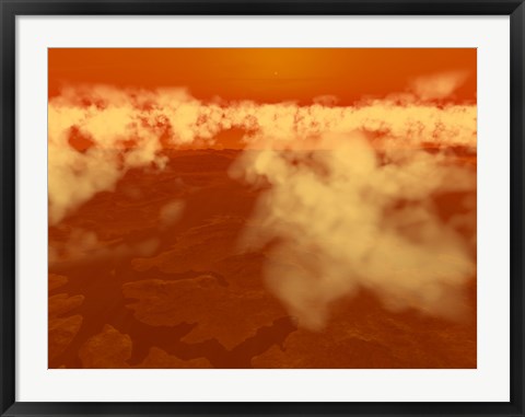 Framed Artist&#39;s concept of Methane Clouds over Titan&#39;s South Pole Print