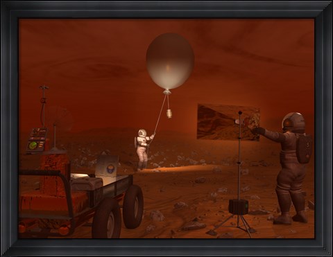 Framed Astronauts Release a Weather Balloon on the Surface of Titan Print