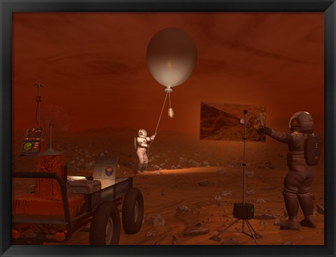 Framed Astronauts Release a Weather Balloon on the Surface of Titan Print