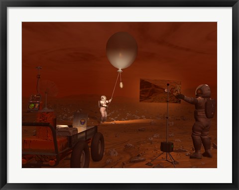 Framed Astronauts Release a Weather Balloon on the Surface of Titan Print