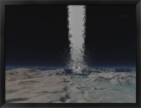 Framed Eruption of an Ice Volcano on the Surface of Neptunes Moon Triton Print