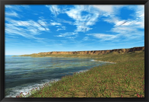 Framed Thousands of Individual Aglaophyton Populate an  Early Devonian Bay Print