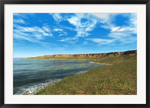 Framed Thousands of Individual Aglaophyton Populate an  Early Devonian Bay Print