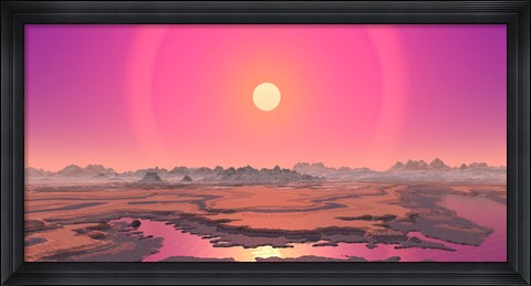 Framed Artist&#39;s concept of a Red Giant over a Hypothetical Planet Print