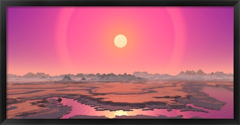 Framed Artist&#39;s concept of a Red Giant over a Hypothetical Planet Print