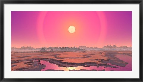 Framed Artist&#39;s concept of a Red Giant over a Hypothetical Planet Print