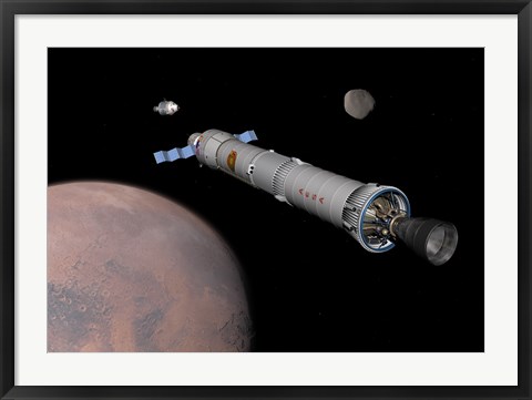 Framed Phobos Mission Rocket Prepares for Approach to the Martian Moon Print