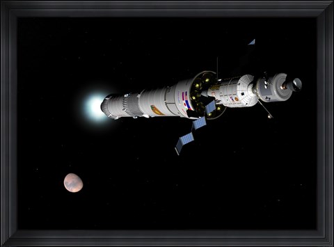 Framed Phobos Mission Rocket Brakes for Mars Orbit Print