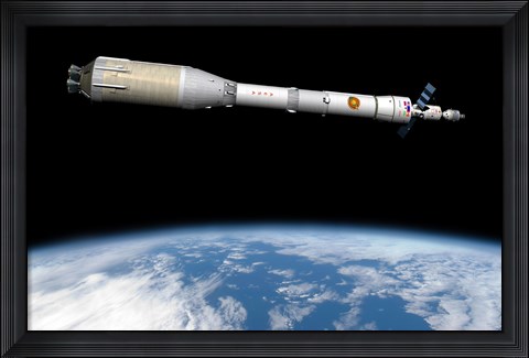 Framed Phobos Mission Rocket System Ready for Departure Print
