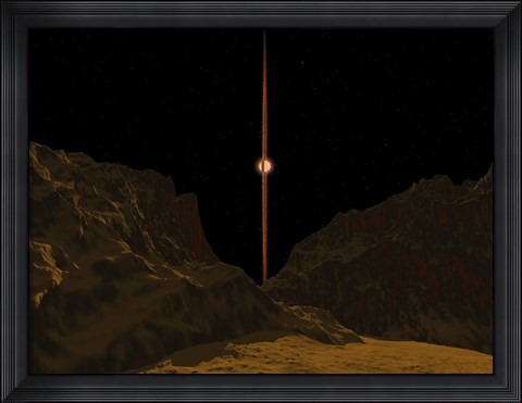 Framed Hypothetical Primitive Alien Planet Towards a Brown Dwarf in the Sky Print