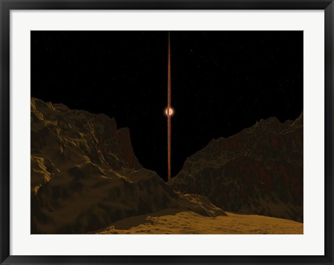 Framed Hypothetical Primitive Alien Planet Towards a Brown Dwarf in the Sky Print
