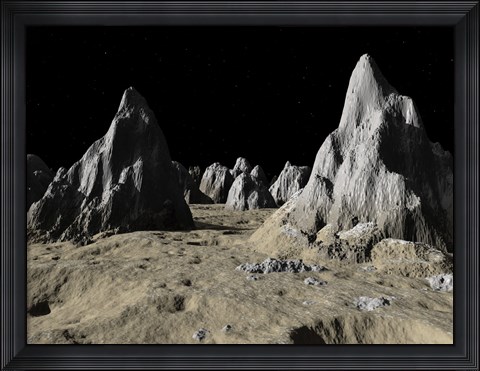 Framed Illustration of the Surface of the Massive Asgard Impact Basin on Jupiter&#39;s Moon, Callisto Print