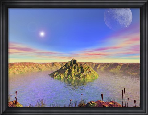 Framed Alien Flora Flourishes in an Impact Crater Print