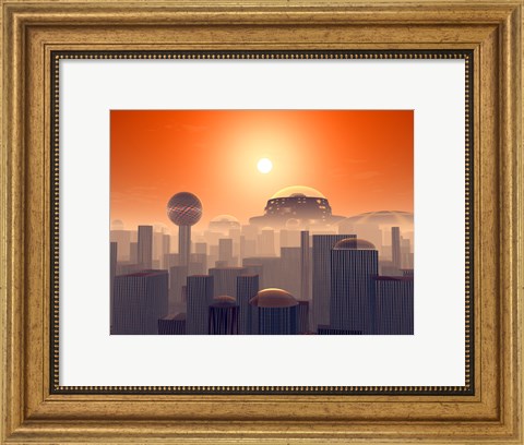 Framed Artist&#39;s Concept of an Earth Buried by Layers of Cities Built by Generations of our Descendants Print