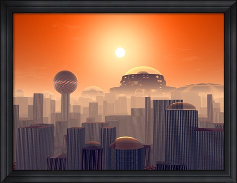 Framed Artist&#39;s Concept of an Earth Buried by Layers of Cities Built by Generations of our Descendants Print