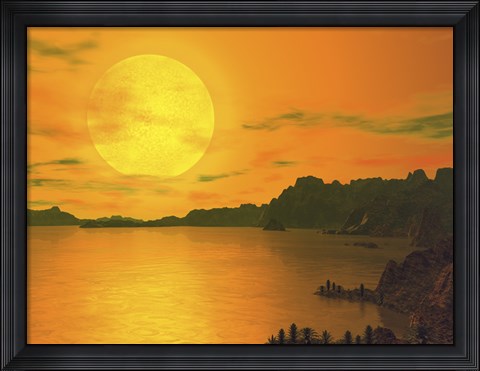 Framed View Across a Rocky and Watery Terrain on Extrasolar Planet Gliese 581 C Print
