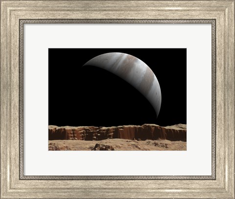 Framed Artist&#39;s Concept of a View Towards Jupiter Across the Surface of Lo Print