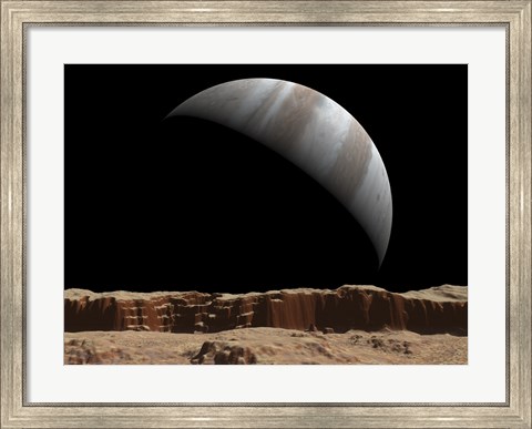 Framed Artist&#39;s Concept of a View Towards Jupiter Across the Surface of Lo Print