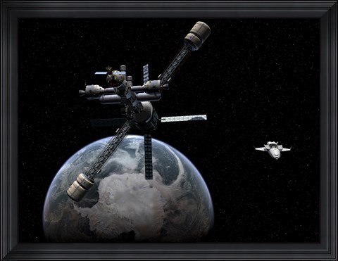 Framed Artist&#39;s Concept of a Lunar Cycler Approaching Earth Print