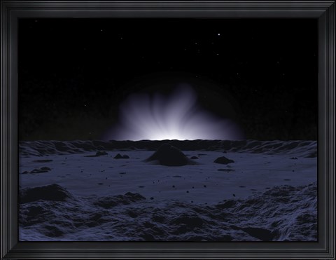 Framed Ghostly Coronal Light Reveals Mercury&#39;s Rugged and Inhospitable Surface Print