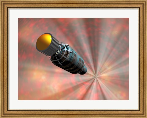 Framed Illustration of a Spacecraft Travelling Faster than the Speed of Light Print