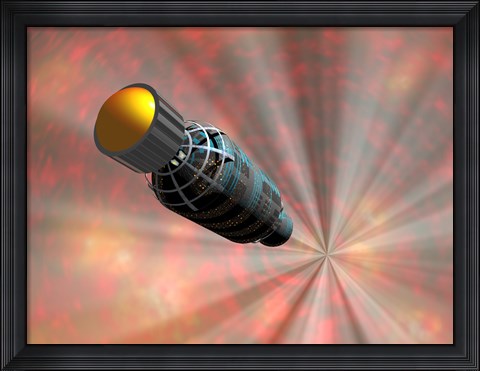 Framed Illustration of a Spacecraft Travelling Faster than the Speed of Light Print