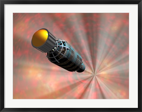 Framed Illustration of a Spacecraft Travelling Faster than the Speed of Light Print