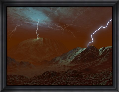 Framed Artist&#39;s concept of Lightning in Venus&#39; clouds Print