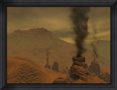 Framed Artist&#39;s concept of Volcanic Activity on the Surface of Venus Print