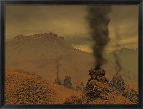 Framed Artist&#39;s concept of Volcanic Activity on the Surface of Venus Print