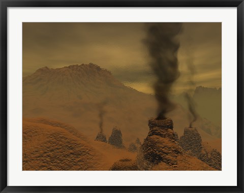 Framed Artist&#39;s concept of Volcanic Activity on the Surface of Venus Print