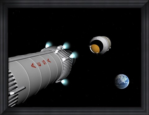 Framed Phobos Mission Rocket Releases Spent Propellant Stage Print