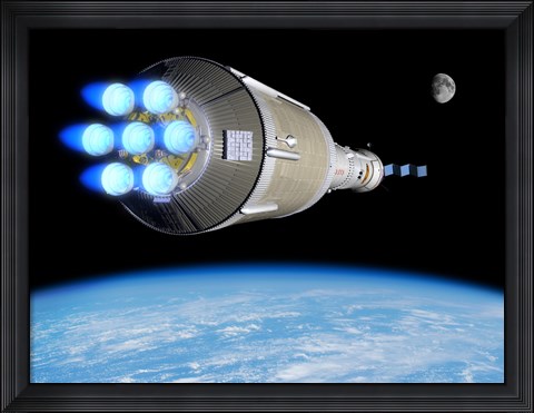 Framed Phobos Mission Rocket Ignites its Chemical Thrusters Print