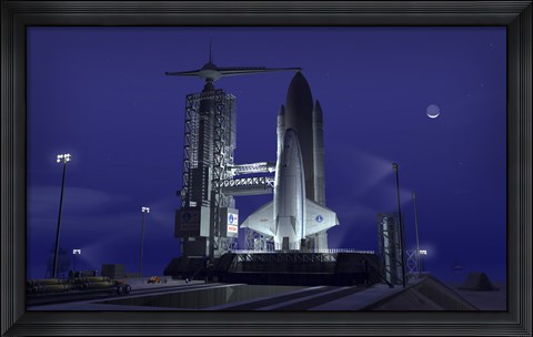 Framed Futuristic Space Shuttle Awaits Launch Print