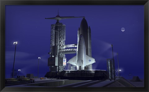 Framed Futuristic Space Shuttle Awaits Launch Print