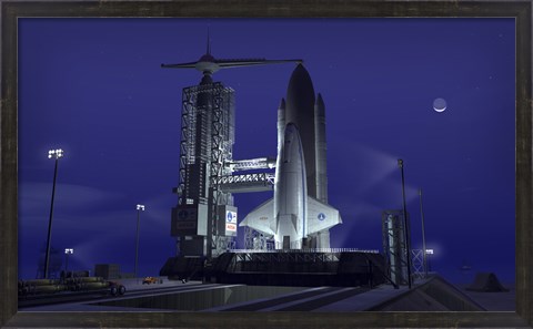 Framed Futuristic Space Shuttle Awaits Launch Print