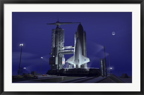 Framed Futuristic Space Shuttle Awaits Launch Print