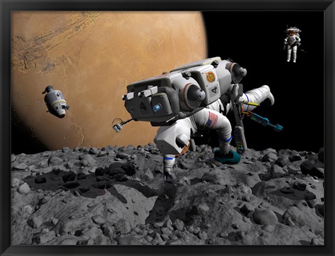 Framed Astronaut Makes First Human Contact with Mars&#39; Moon Phobos Print