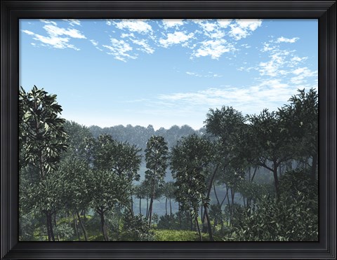 Framed Calamites and Drepanophycus Populate Lowlands near the Brackish Waters of an Inland sea Print